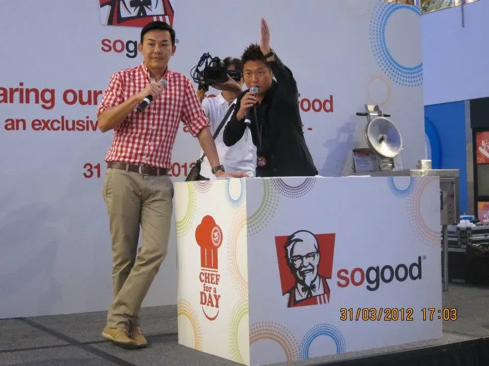 James Yang hosting a brand event with a product segment on stage